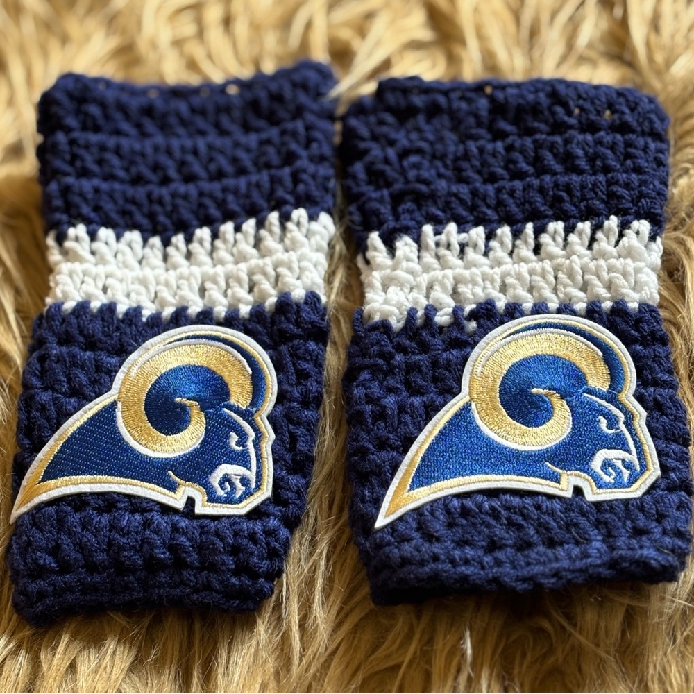 Rams  Finger-less Gloves Choose from all Navy- Long or Short Strip White